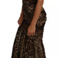 Brown Leopard Silk Chiffon Ruched Mermaid Maxi Dress