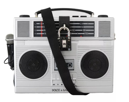 Silver Retro Radio Boombox Limited Edition Handmade Wood Bag