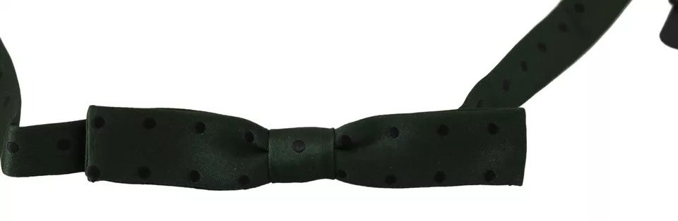 Green Dotted Silk Adjustable Neck Bow Tie