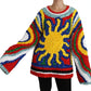 Multicolor Sun Ruffled Top Blouse Sweater