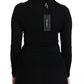 Black Virgin Wool Long Sleeve Top Blouse Top