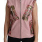 Pink Leather Sleeveless Vest Jacket Blouse