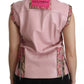 Pink Leather Sleeveless Vest Jacket Blouse