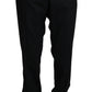 Elegant Black Formal Wool Blend Trousers