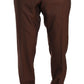 Elegant Brown Wool-Silk Formal Pants