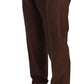 Elegant Brown Wool-Silk Formal Pants