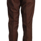 Elegant Brown Wool-Silk Formal Pants