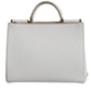 White Leather Logo Top Handle Tote Crossbody Bag