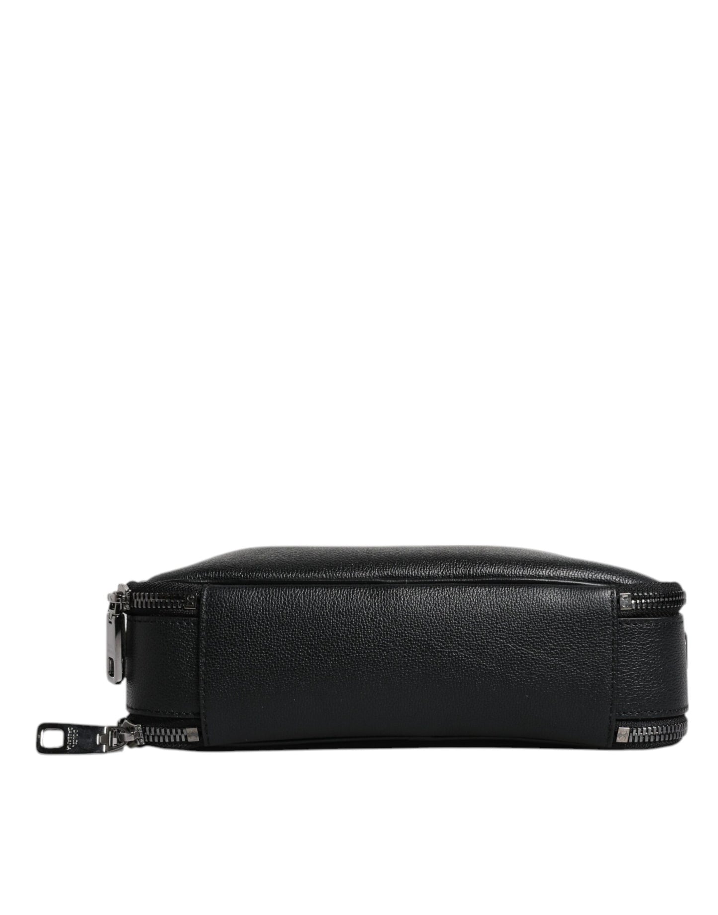 Black Nylon Leather Logo Top Handle Crossbody Bag