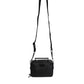 Black Nylon Leather Logo Top Handle Crossbody Bag