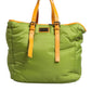 Green Nylon Padded Logo Plaque Tote Crossbody Bag