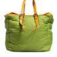 Green Nylon Padded Logo Plaque Tote Crossbody Bag