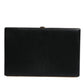 Black Leather Gold Frame Clutch Evening Party Purse Bag