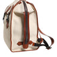 Beige Brown Canvas Leather Travel Back Pack Bag