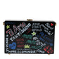 Black Graffiti Print Clutch Crossbody Bag