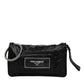 Black Fabric Logo Two Way Clutch Crossbody Bag