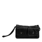 Black Fabric Logo Two Way Clutch Crossbody Bag