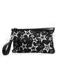 Black White Stars Pattern Clutch Pouch Bag