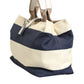 White Navy Striped Canvas Top Handle Tote Bag