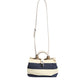 White Navy Striped Canvas Top Handle Tote Bag