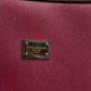 Fuchsia Khaki Leather Trolley Travel Wheel Suitcase Bag