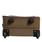 Fuchsia Khaki Leather Trolley Travel Wheel Suitcase Bag