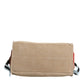 Beige Suede Leather Top Handle Duffle Bag