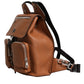 Brown Leather School Travel Backpack Bag