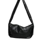 Black Leather Logo Plaque Shoulder Bag