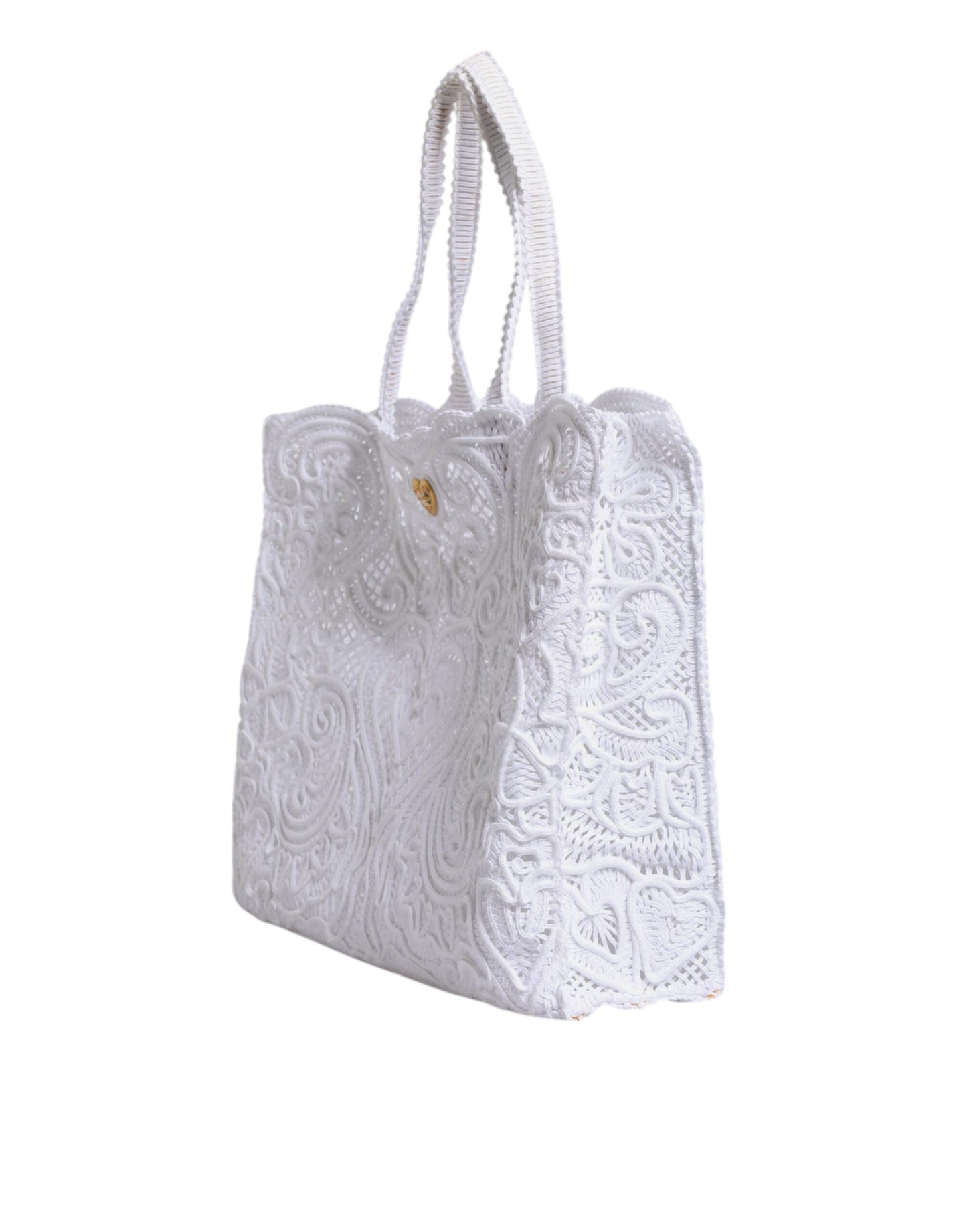 White Cordonetto Lace Beatrice Shopping Tote Bag