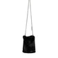 Black Faux Fur Silver Chain Crossbody Shoulder Purse Bag