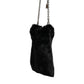 Black Faux Fur Silver Chain Crossbody Shoulder Purse Bag