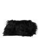 Black Fur Logo Plaque Double Handle Shoulder Bag