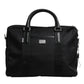 Black Logo Plaque Double Handle Messenger Bag