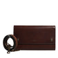 Brown Leather Logo Embossed Crossbody Bag