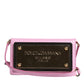 Pink Exotic Leather Logo Plaque Crossbody Bag