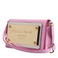 Pink Exotic Leather Logo Plaque Crossbody Bag