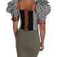 Elegant Cropped Corset Top with Crystal Buttons