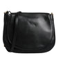 Black Leather Flap Saddle Shoulder Bag