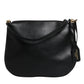 Black Leather Flap Saddle Shoulder Bag