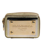 Gold Leather DG Logo Plaque Zip Around Clutch Bag