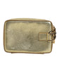 Gold Leather DG Logo Plaque Zip Around Clutch Bag