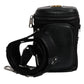 Black Leather Logo Purse Crossbody Camera Bag