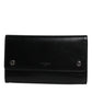 Black Leather Logo Embossed Crossbody Bag