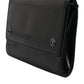 Black Leather Logo Embossed Crossbody Bag