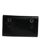 Black Leather Logo Embossed Crossbody Bag