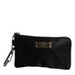 Black Nylon Logo Plaque Keyring Pouch Clutch Bag