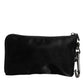 Black Nylon Logo Plaque Keyring Pouch Clutch Bag