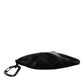 Black Nylon Logo Plaque Keyring Pouch Clutch Bag
