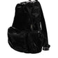 Black Nylon Logo Plaque Travel School Backpack Bag